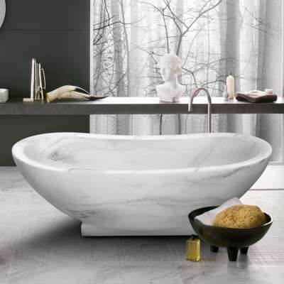 Guangxi white marble popular natural stone bathtub for sale