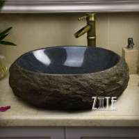 Hand Made beautiful natural stone black granite basin