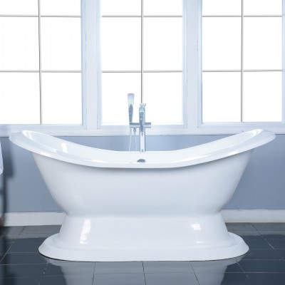 NH-1010-2 Double Slipper Cast Iron Bathtub with Pedestal