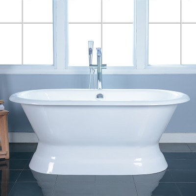 freestanding pedestal cast iron double ended bath tub