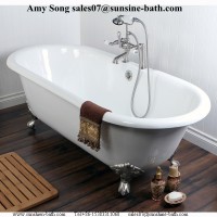 Antique double ended cast iron bath tub with claw feet, tap holes available